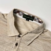 リネン混 THE SCOTCH HOUSE スコッチハウス ポケット 鹿の子 半袖 ポロシャツ LL/ベージュ系 メンズ