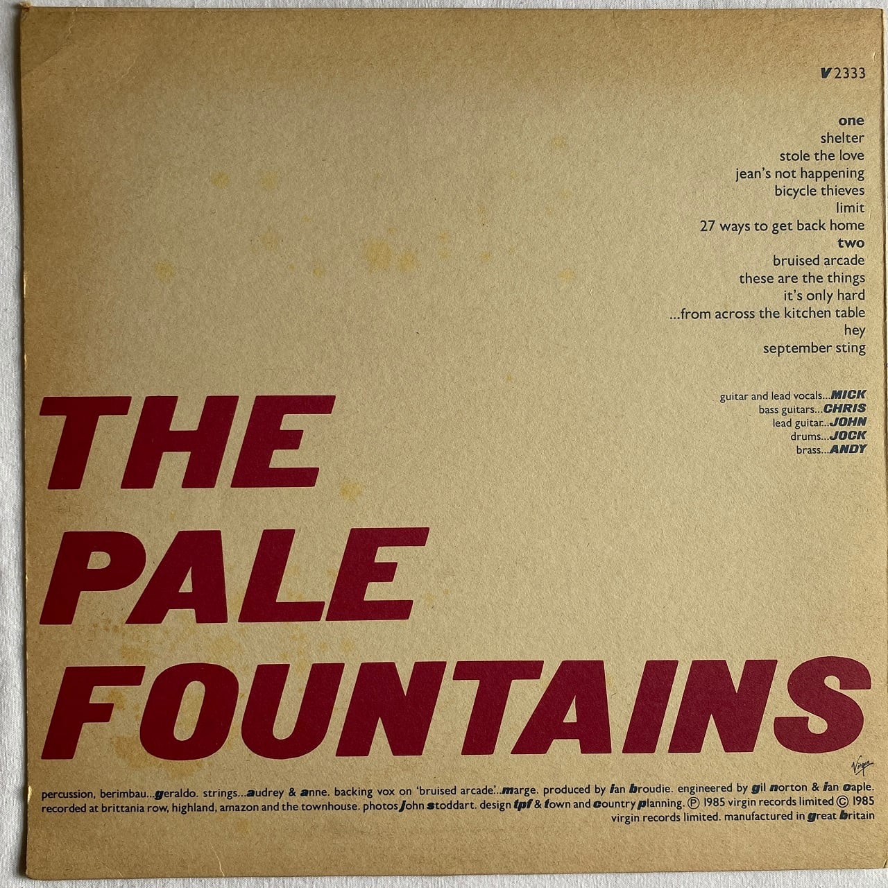 LP】The Pale Fountains –  From Across The Kitchen Table
