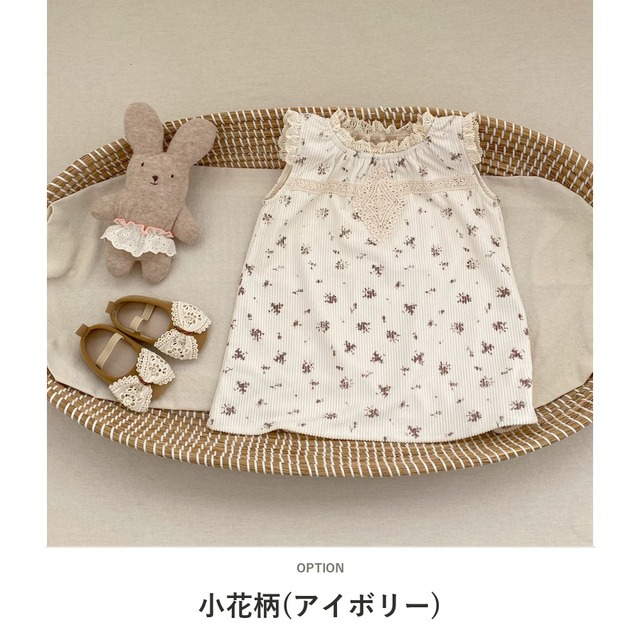 【BABY】チョコフラワーレースノースリーブワンピース - 3