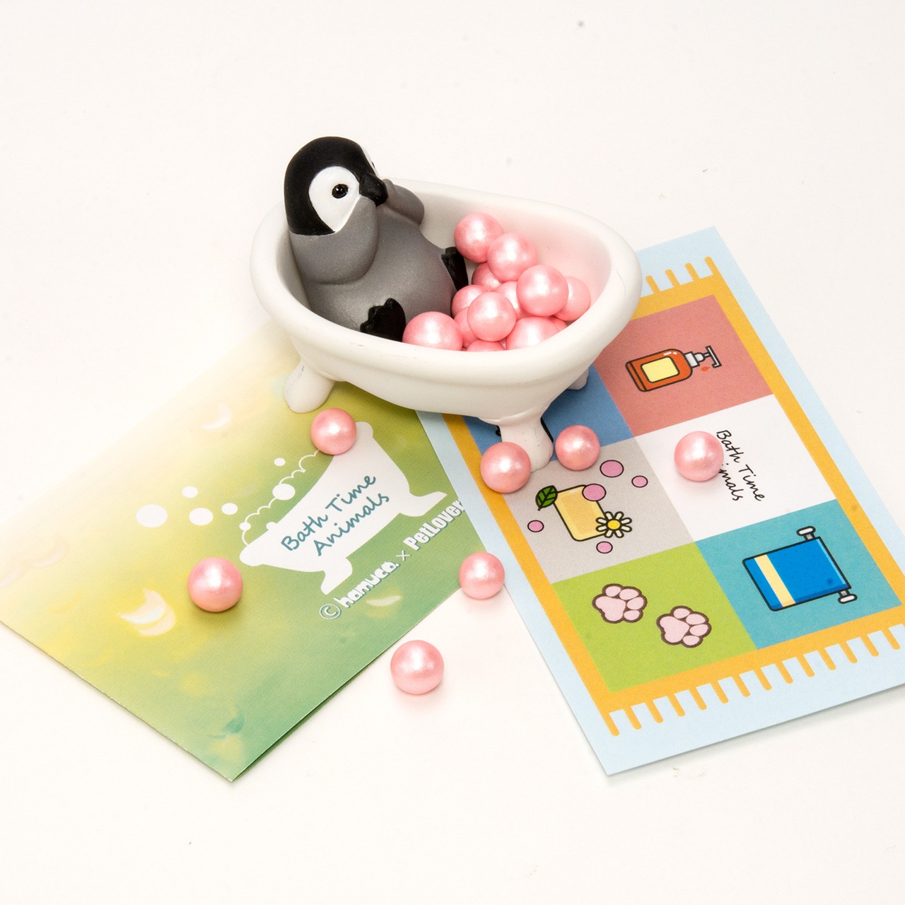 アロマ 幸せ 香る バスタイム アニマル ペンギン 香り玉 インテリア 猫足 バスタブ 香る置物 PH-2005