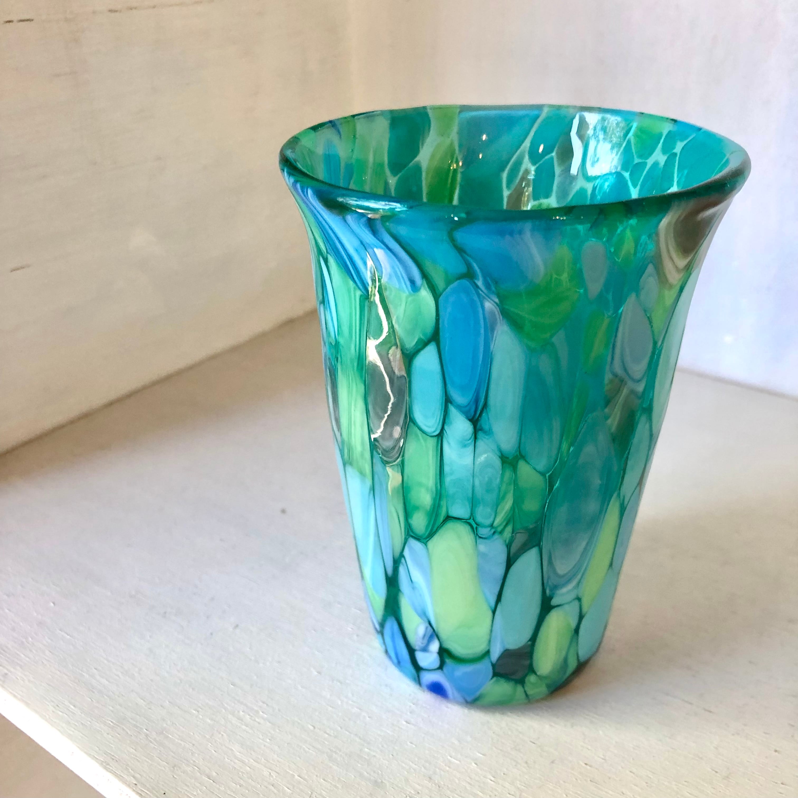 青孔雀グラス（青緑） | ガラス工房カリヒロ