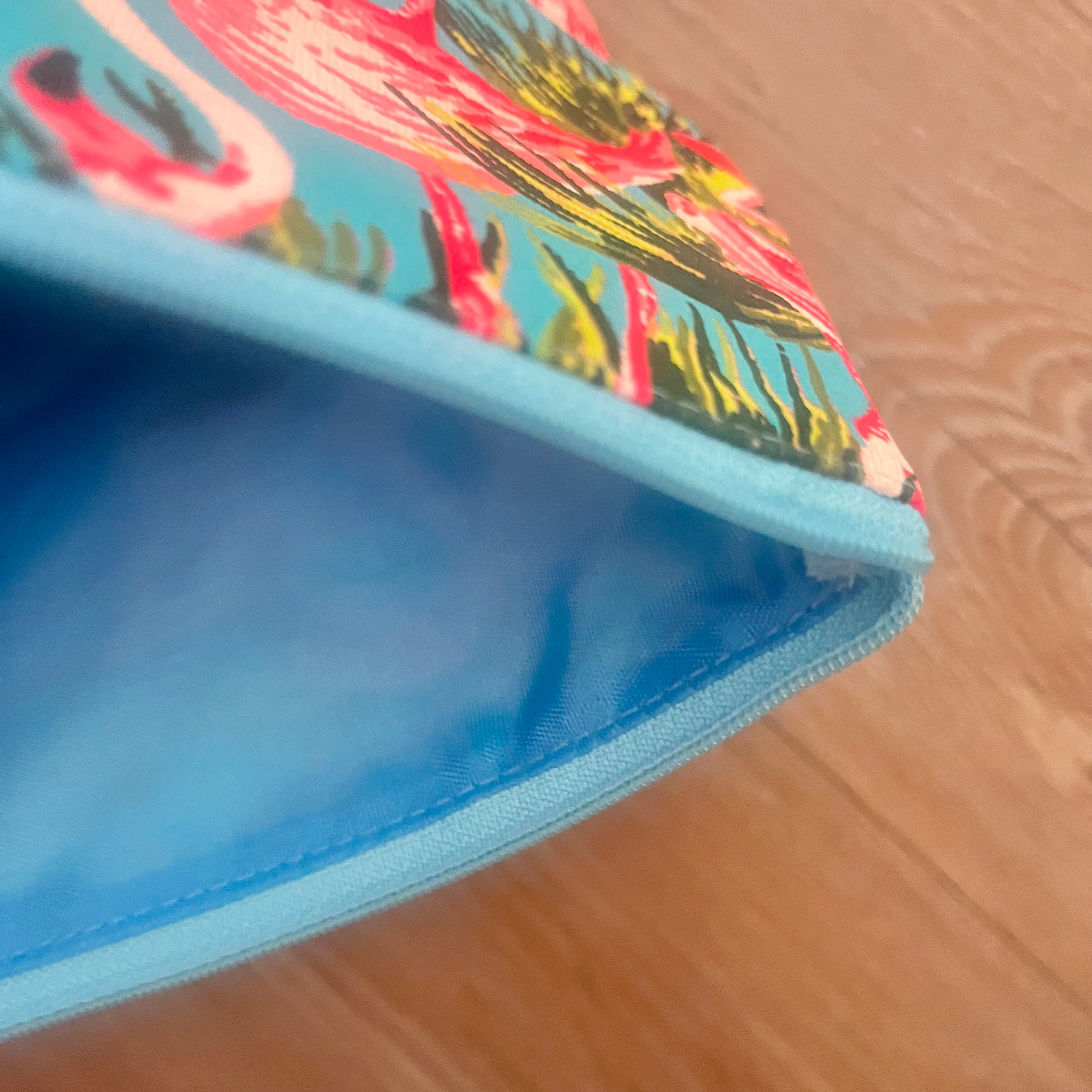 コスメポーチ L❤️フラミンゴエメラルドグリーン×ライトグリーン