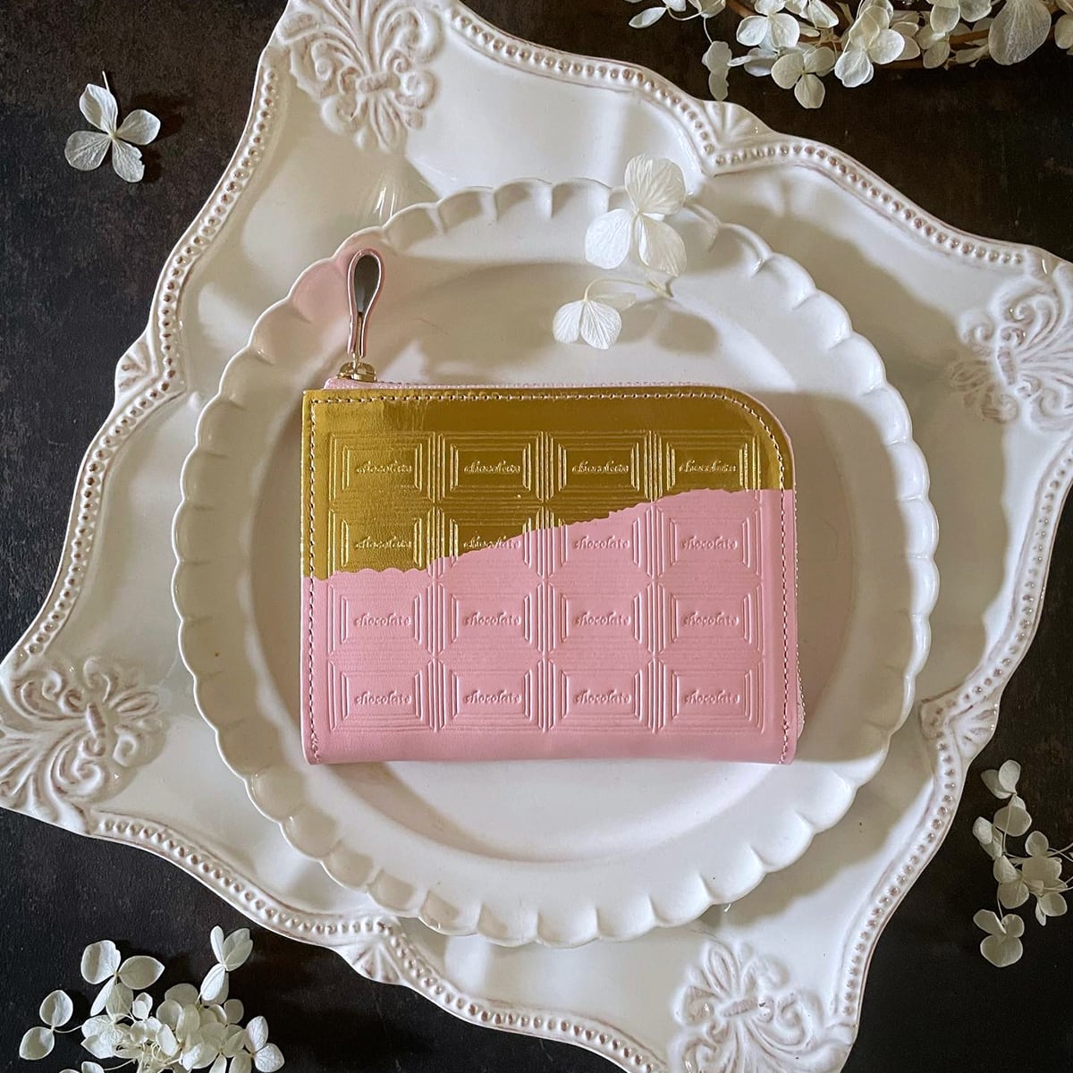 trooms 二つ折り財布 ピンク×ゴールド trooms 二つ折り財布 ピンク