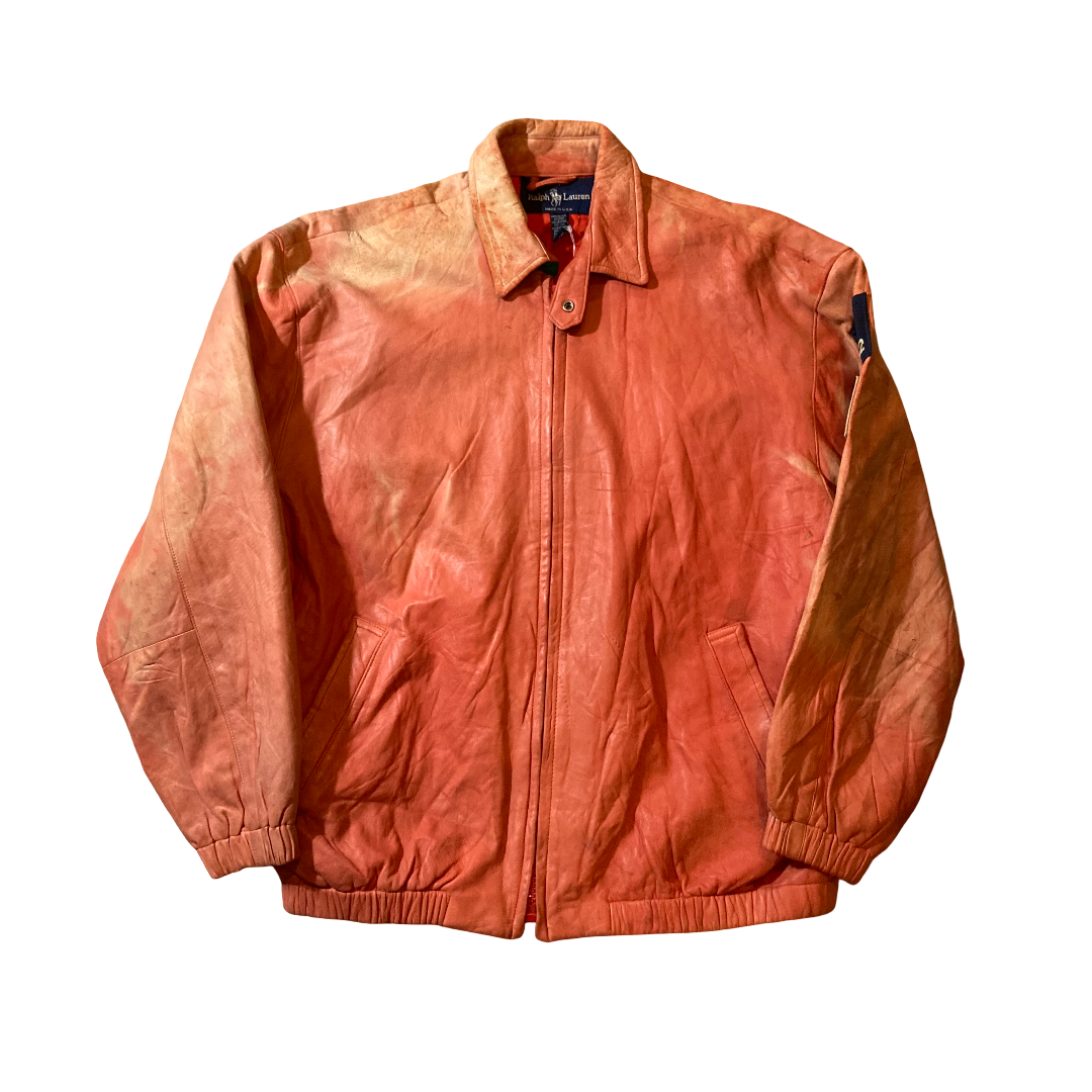 美品】90s Ralph Lauren ラムレザージャケット 刺繍ロゴ 黒 90s Polo