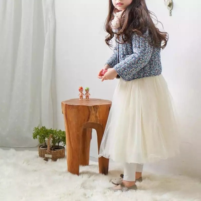 ★送料無料★ 2カラー ベージュ 女の子 チュールスカート 90cm〜140cm 韓国子供服