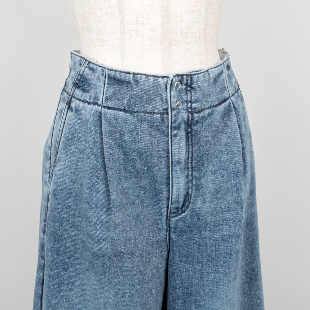 PASSIONE／パシオーネ】裏起毛ワイドデニムパンツ（ブルー） | La Himawari