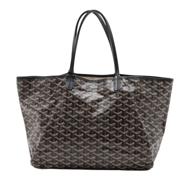 Rare ◇ GOYARD Saint Louis PM Tote Bag, Herringbone Print, Black, Pouch, Men's, Women's, Unisex