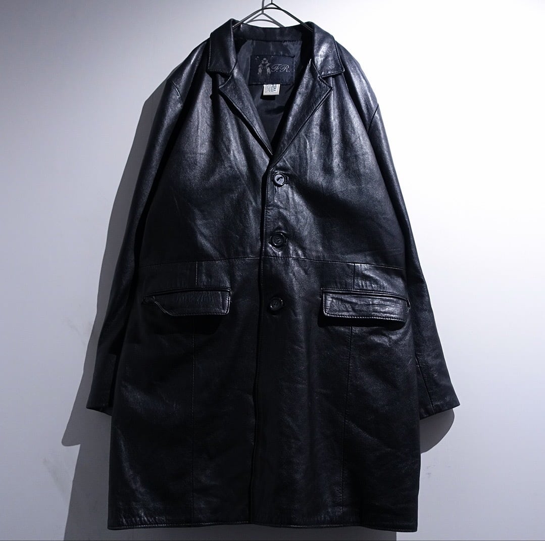 EURO Black Leather Long Coat