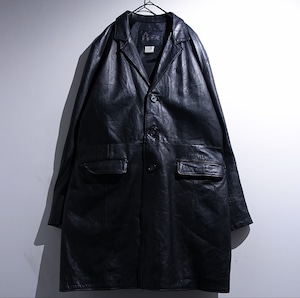 EURO Black Leather Long Coat