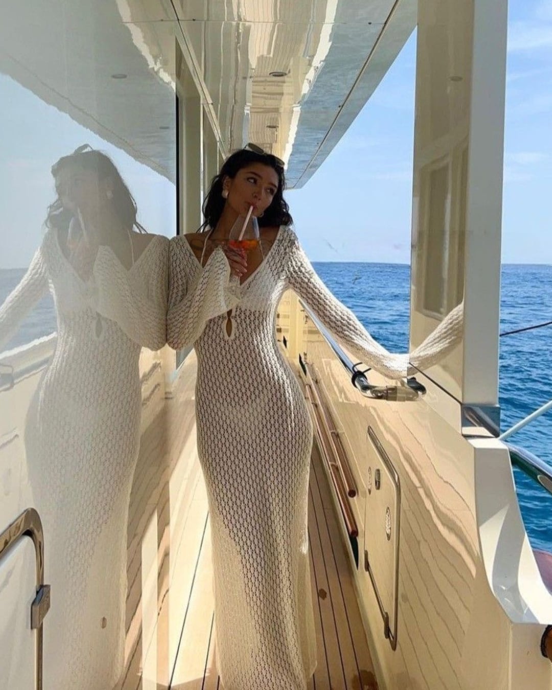 レース編み風ビーチドレス水着セット m25102