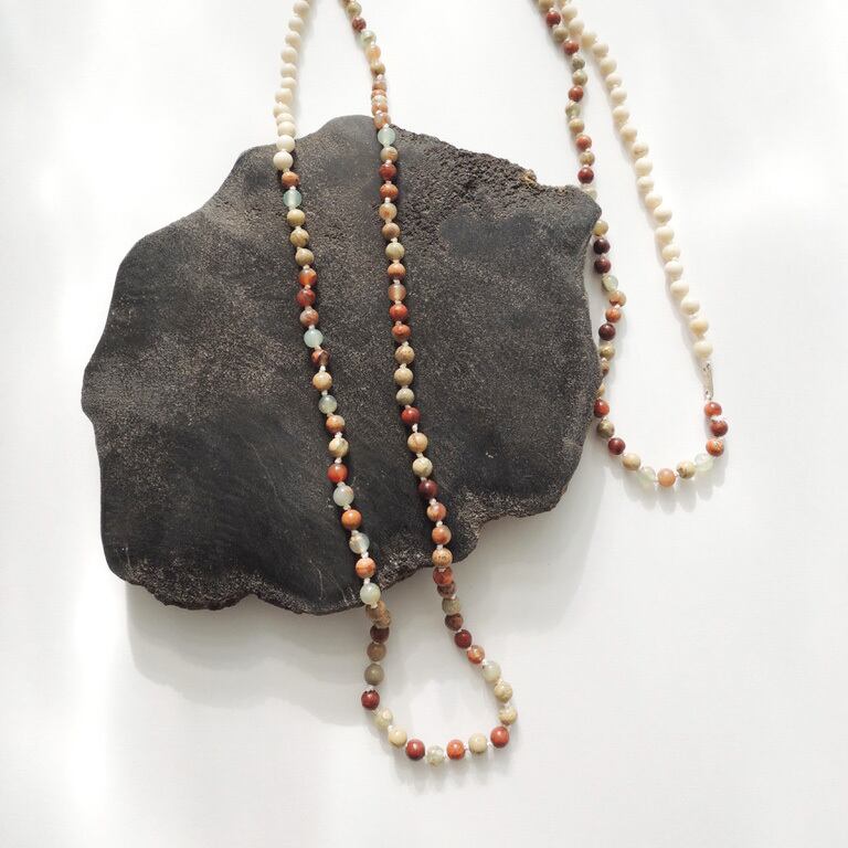 N_011 long necklace (インプレッションストーン） | Cherry Red Pieces