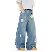 ストリート キーホルダー付きデニムパンツ P328