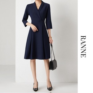 Navy Wrap Dress　a0197