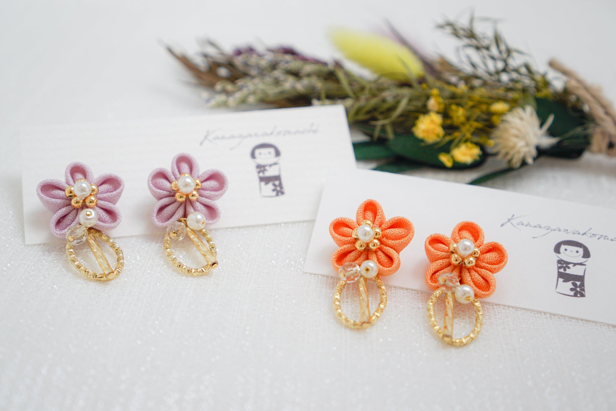 つまみ細工ピアスNO.23＊Light color＊ | 金澤こまち -accessories-