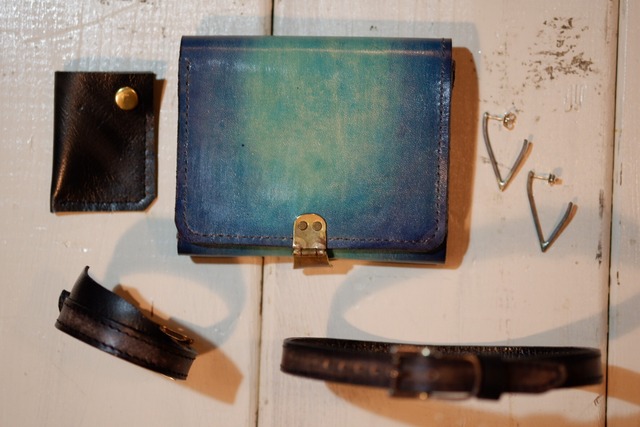 Blue wallet and accessories
