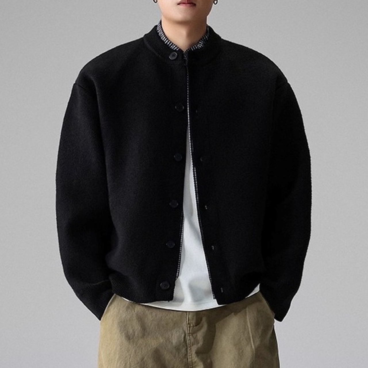 Button Front Hip-Length Knit Cardigan ◇2color H0902