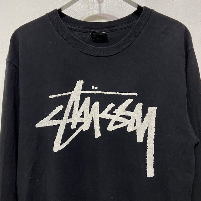 STUSSY ステューシー　ロゴプリントロンT ショーンフォント　ブラック　M