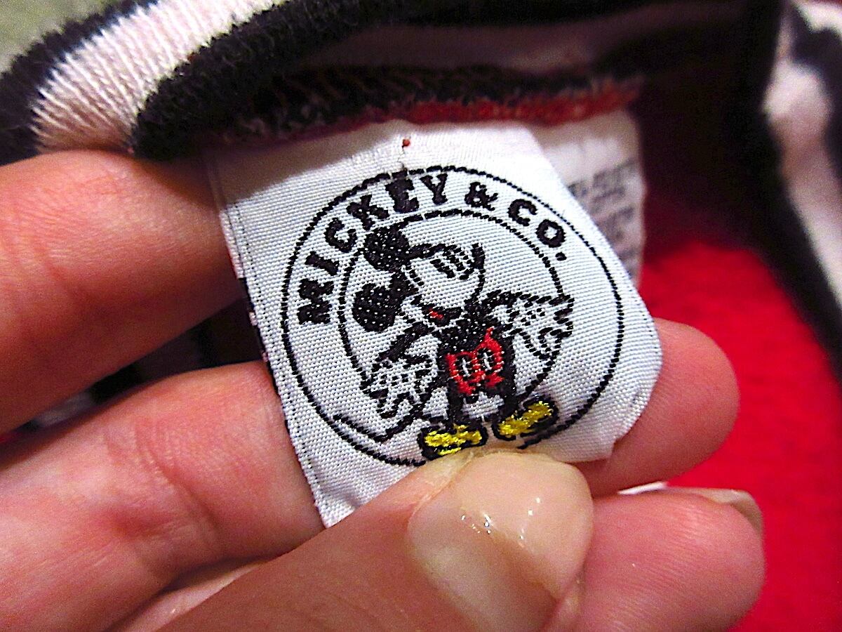 ビンテージ90's○キッズミッキーマウス刺繍入りスウェット赤size 10/12