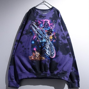 "STAR WARS" Black × Purple Print Design Tie-Dye Sweat