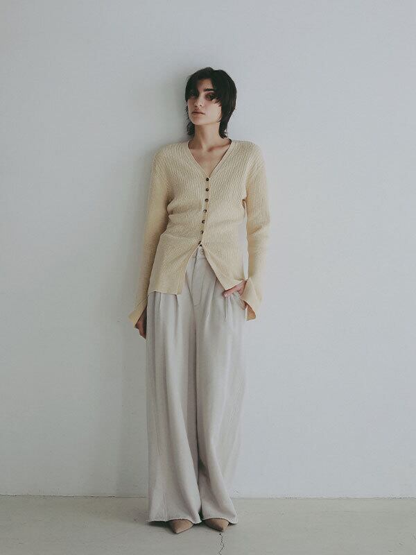 ETRE TOKYO ♡ リネンフレアーロングジレ ETRE TOKYO - フレアリブニットレギンス - BEIGE | ADDICT WEB SHOP