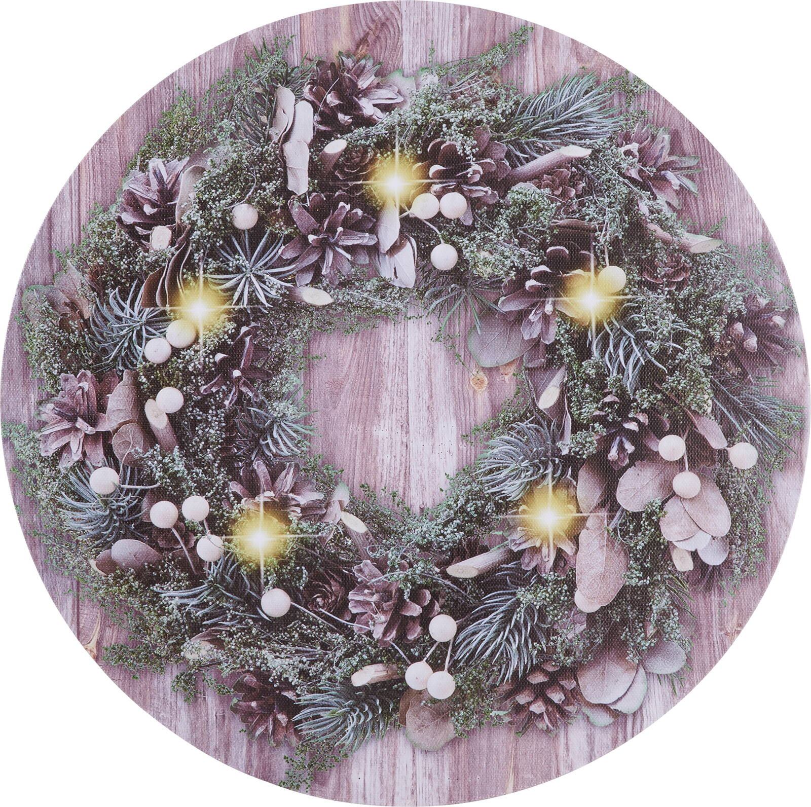 ３０ｃｍライトアップキャンバスリース　-　CRAB-364　4961823767845　クリスマス雑貨 > ポピーオリジナル