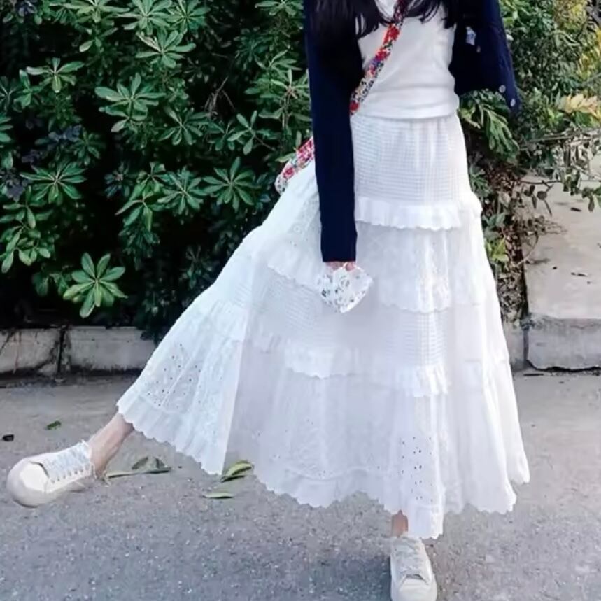 コットンレースケーキスカート