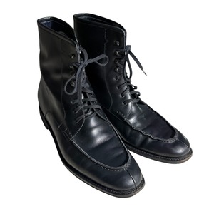 SALVATORE FERRAGAMO black leather tanker boots