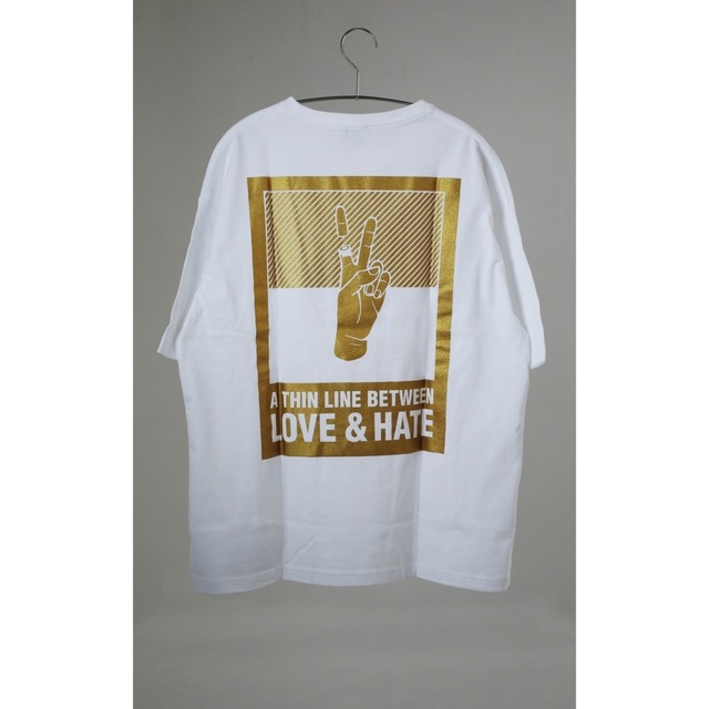 ビッグシルエットTシャツ / LOVE&HATE / ホワイト×ゴールドラメ