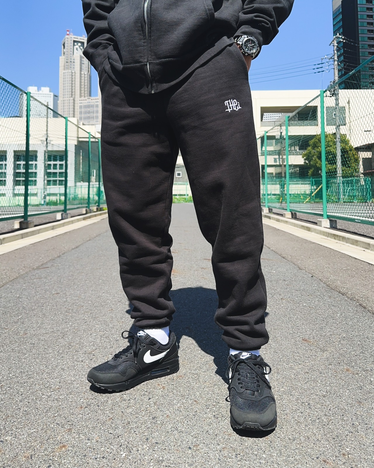 ARABIC ONE POINT HEAVY WEIGHT SWEAT PANTS - BLACK