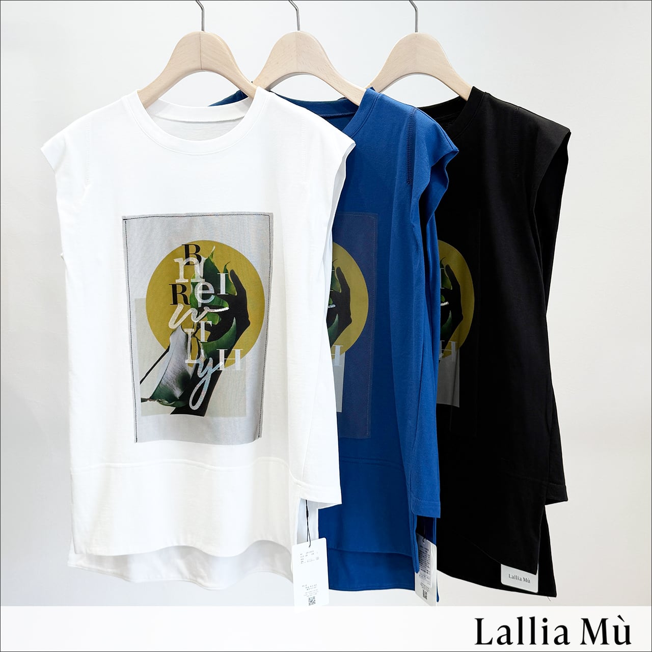 Lallia Mu タックスリーブカットソー 2612503 (off/blue/black)