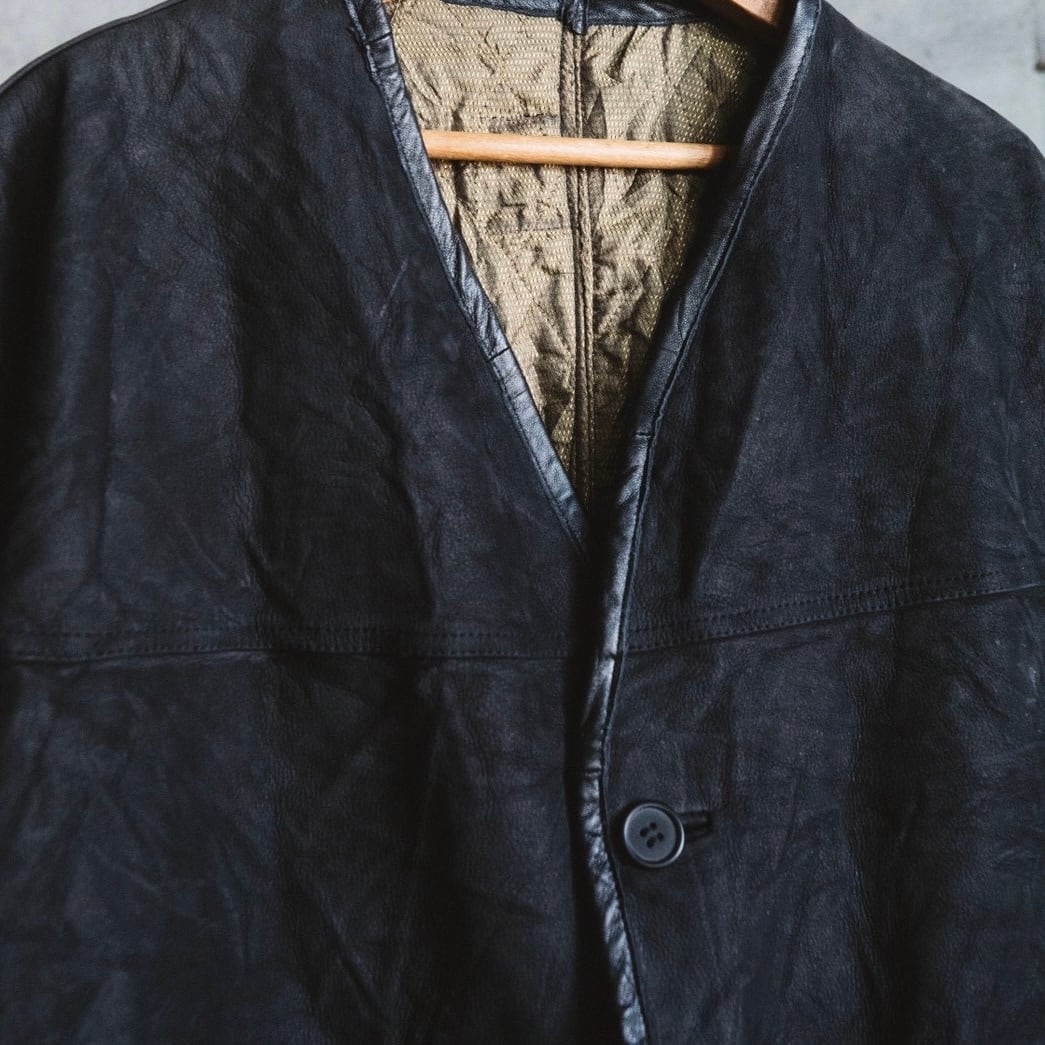 【古着】レザーカーディガン Rework】