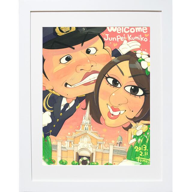 額付き♡Welcomeボード・似顔絵・Weddingボード 楽天市場】似顔絵 ウェルカムボード Mサイズ【送料無料