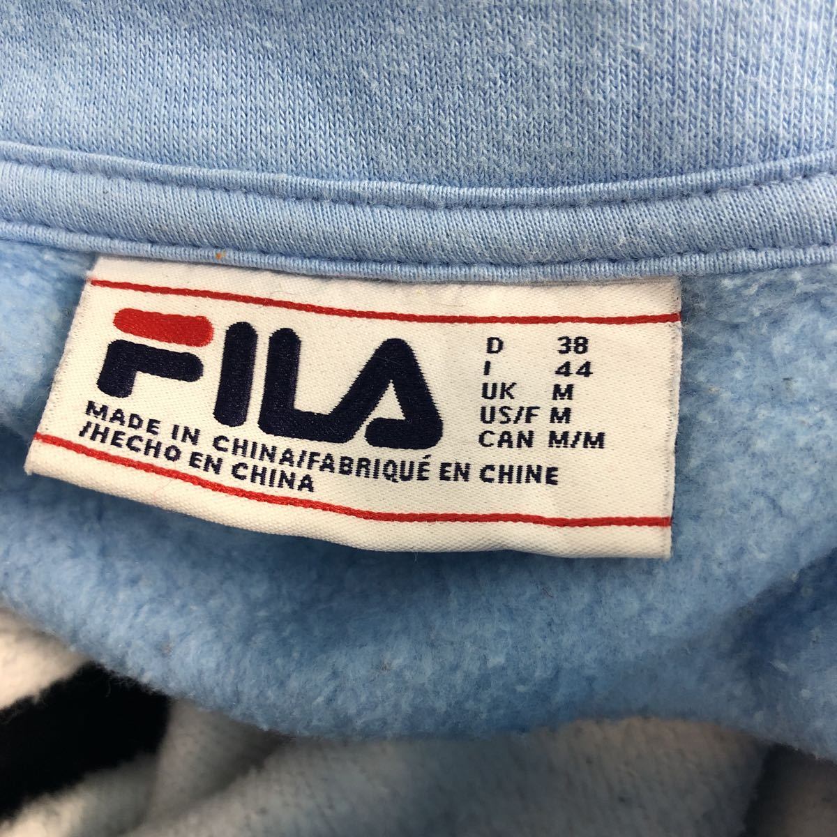 FILA ハーフ ジップ スウェット M ブルー ホワイト ブラック FILA ハーフ ジップ スウェット M ブルー ホワイト ブラック