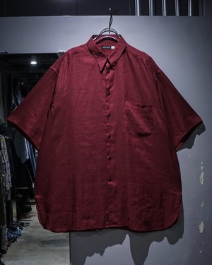 【add (C) vintage】“GIORGIO ARMANI” Red Color Vintage S/S Linen Blend Shirt