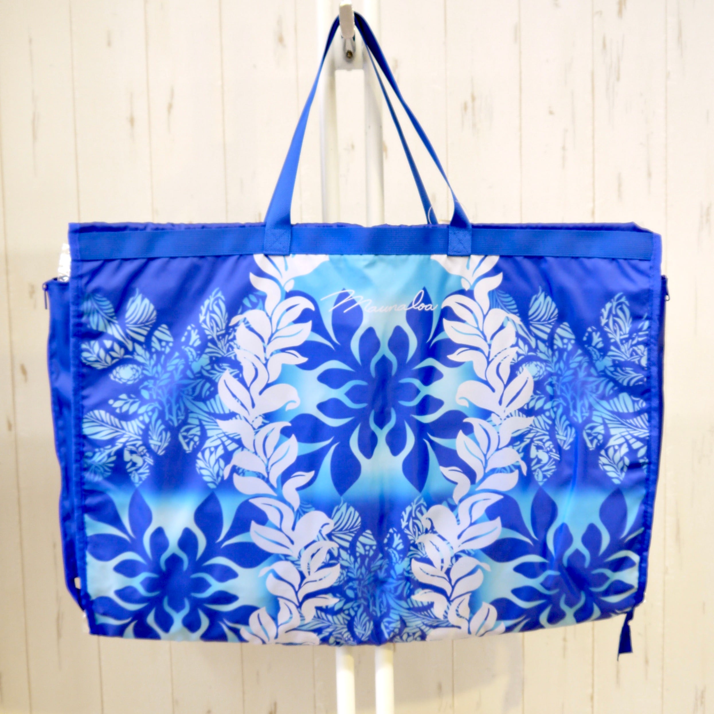 ★ハワイアン雑貨★マウナロア/maunaloa フラバッグ/衣装持ち運びカバン/ガーメントバッグ/ドレスバッグ<ブルー/ハワイアンキルト>