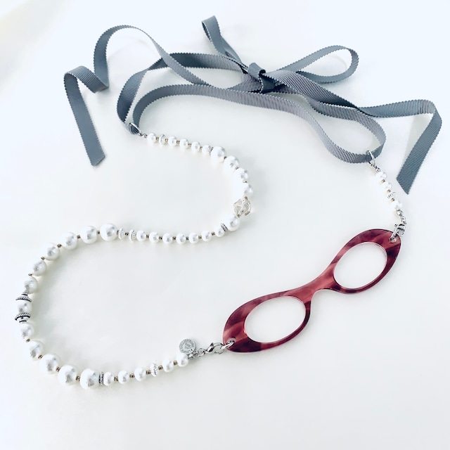 K022 White Cotton Pearl & Gray Ribbon