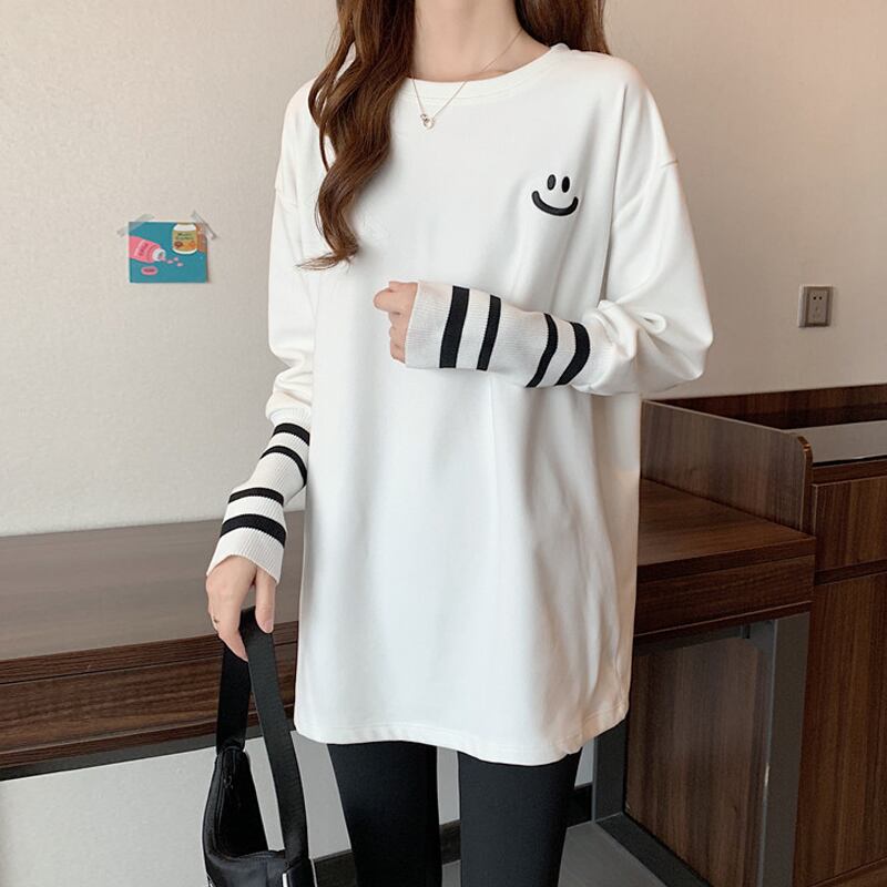 刺繍ベルベットTシャツ シャツ レディーススプリングスタイル ロング 春物 スーパーモール83925975307