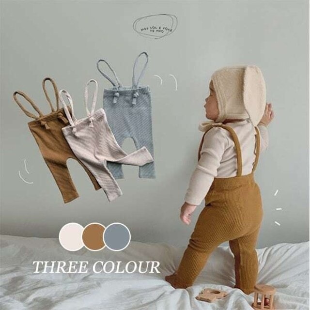 【BABY】韓国風　シンプル無地サロペット