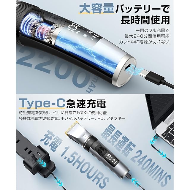 2025新 発売・日本製刃】 バリカン メンズ 防水 usb-c 充電式