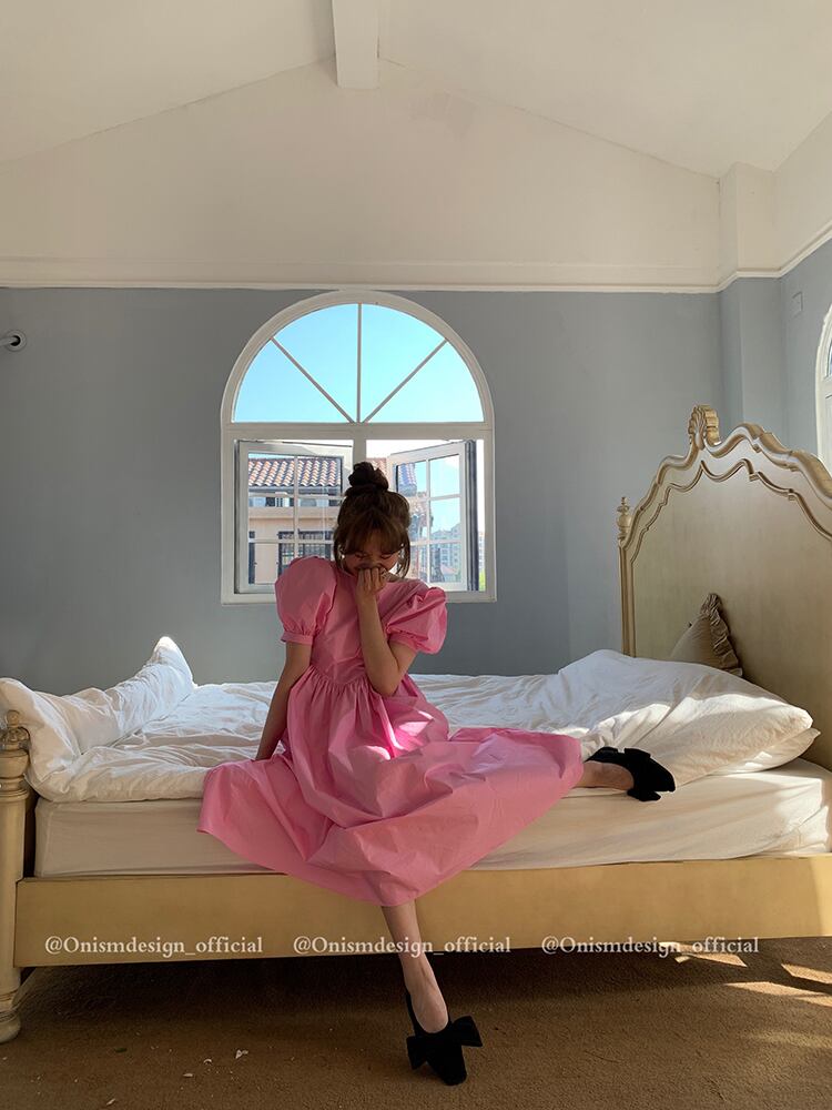 カラードレス サマースタイルウェストスリーブAラインスカート 夏物 ピュア ビッグFスモールZ韓国79245694868