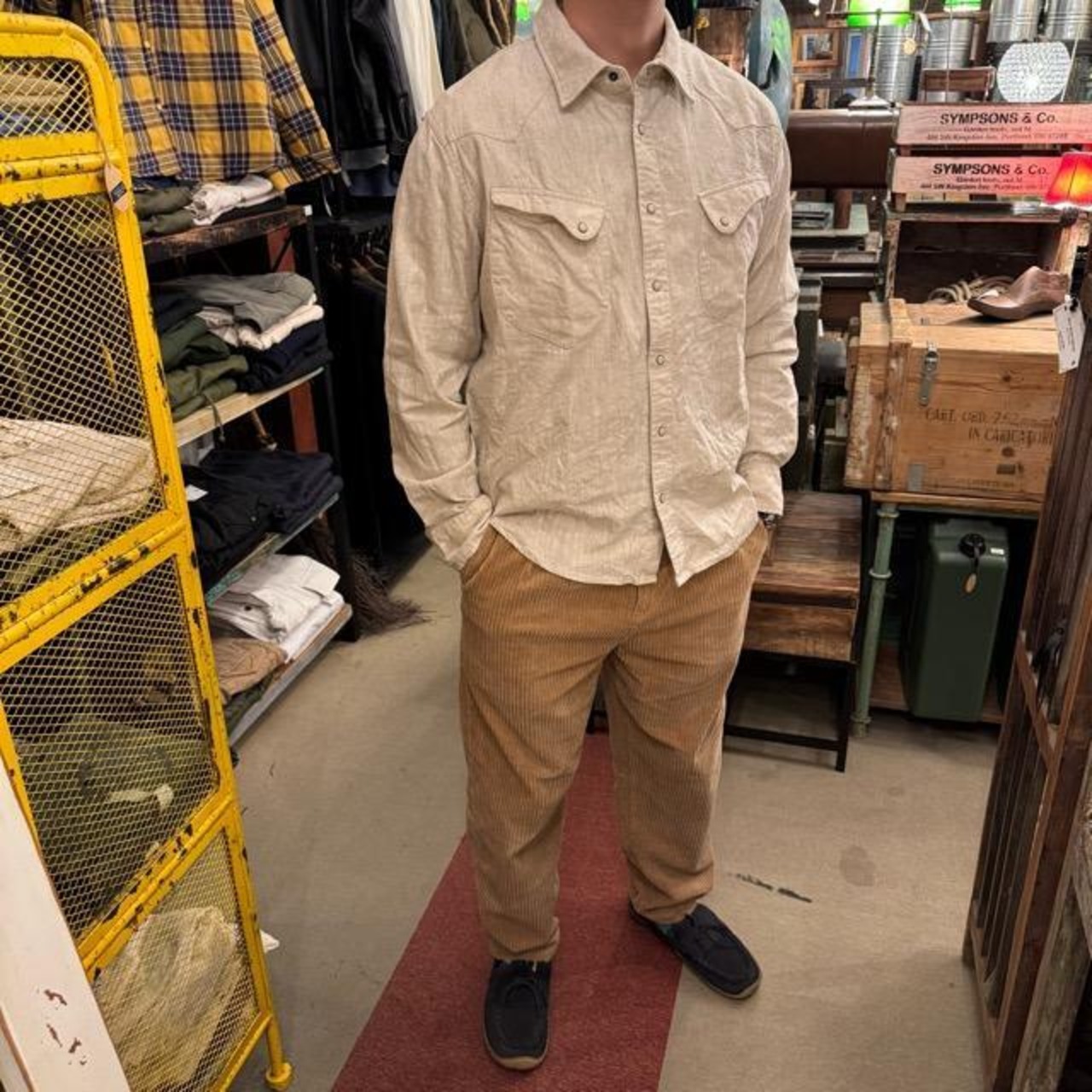 TOPANGA Men's 　ラミーコットンシャツ　羽織　リネン　コットン　通気性　春明ファッション　ゆったり　ファッション　コーデ　カジュアル　