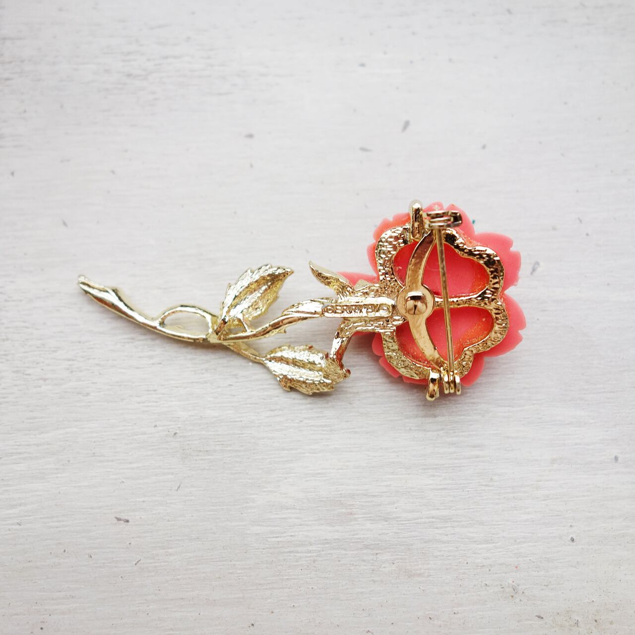 アメリカ製 1970s Gerry's(ゲーリーズ) ピンクローズ ブローチ