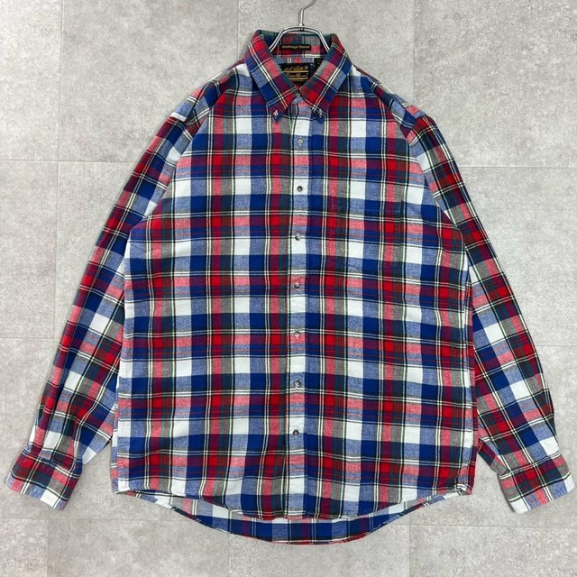 USA製　80s エディバウアー　ネルシャツ　黒タグ　ビンテージ　チェック柄　L