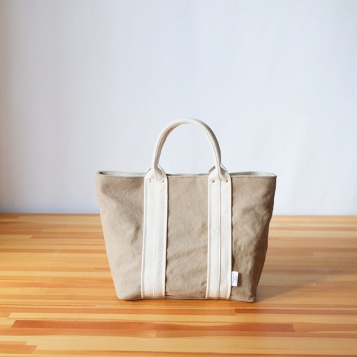 お試し価格◇やわらか帆布トート〈Breeze〉M / モカベージュ×生成り