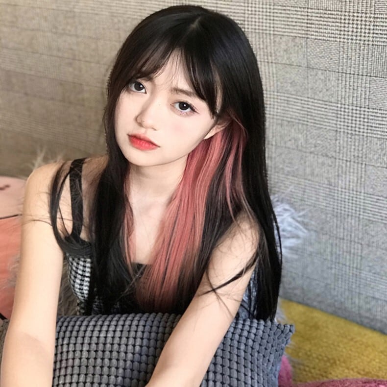 手軽にメッシュが楽しめる 2個セット ワンタッチ カラー エクステ ポイントウィッグ ロング クリップ 簡単 コスプレ イベント オシャレ かわいい Lamitte Deco トレンド 韓国ファッション ショップ Base店