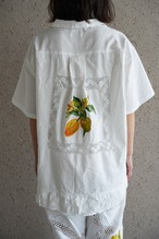 lace open collar shirt white yellow