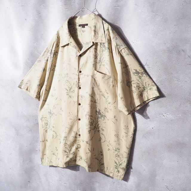 Beautiful fleeting Flower × Silk mix Open collar SS shirt