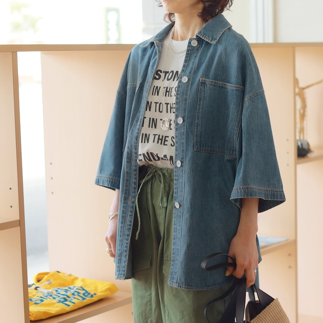 CHIGNON (シニヨン）　リヨセルデニム　6分丈スリーブ　シャツジャケット