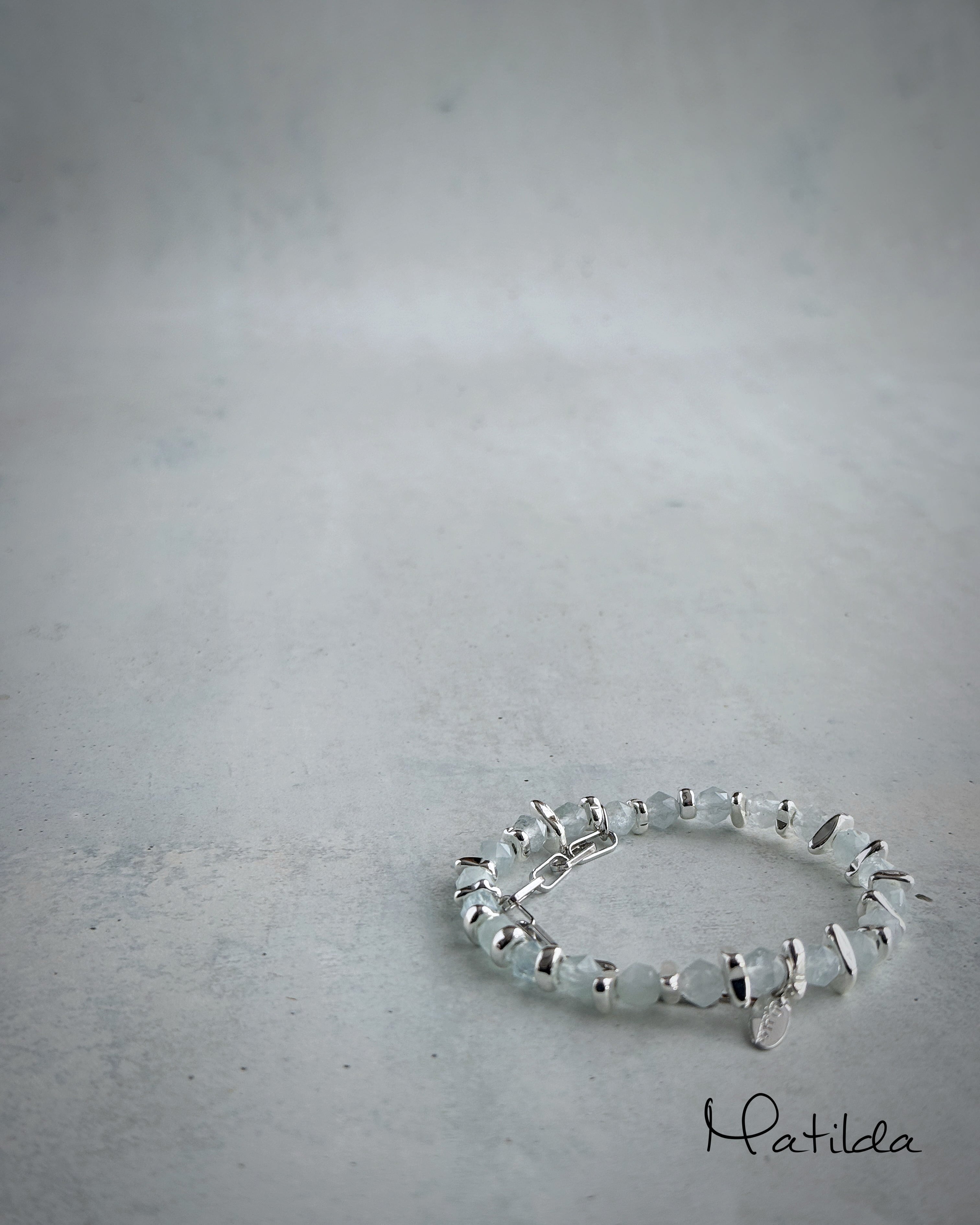 Chain & stone bracelet(アクアマリン)