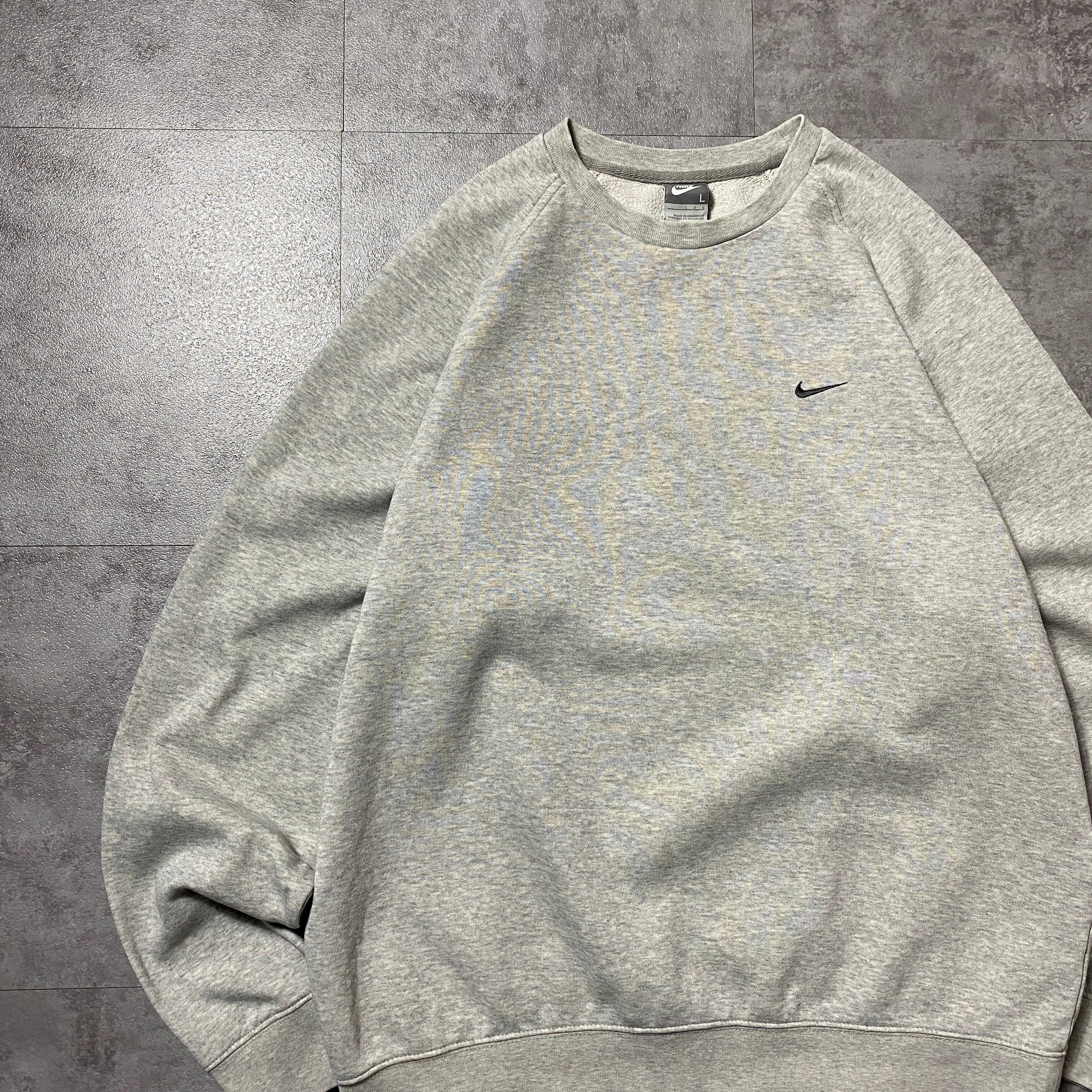 00's NIKE ナイキ スウォッシュ 刺繍ワンポイント グレー スウェット